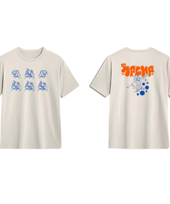 Mr Macha oversized t-shirt with illustrated front and back graphics, Edition 1